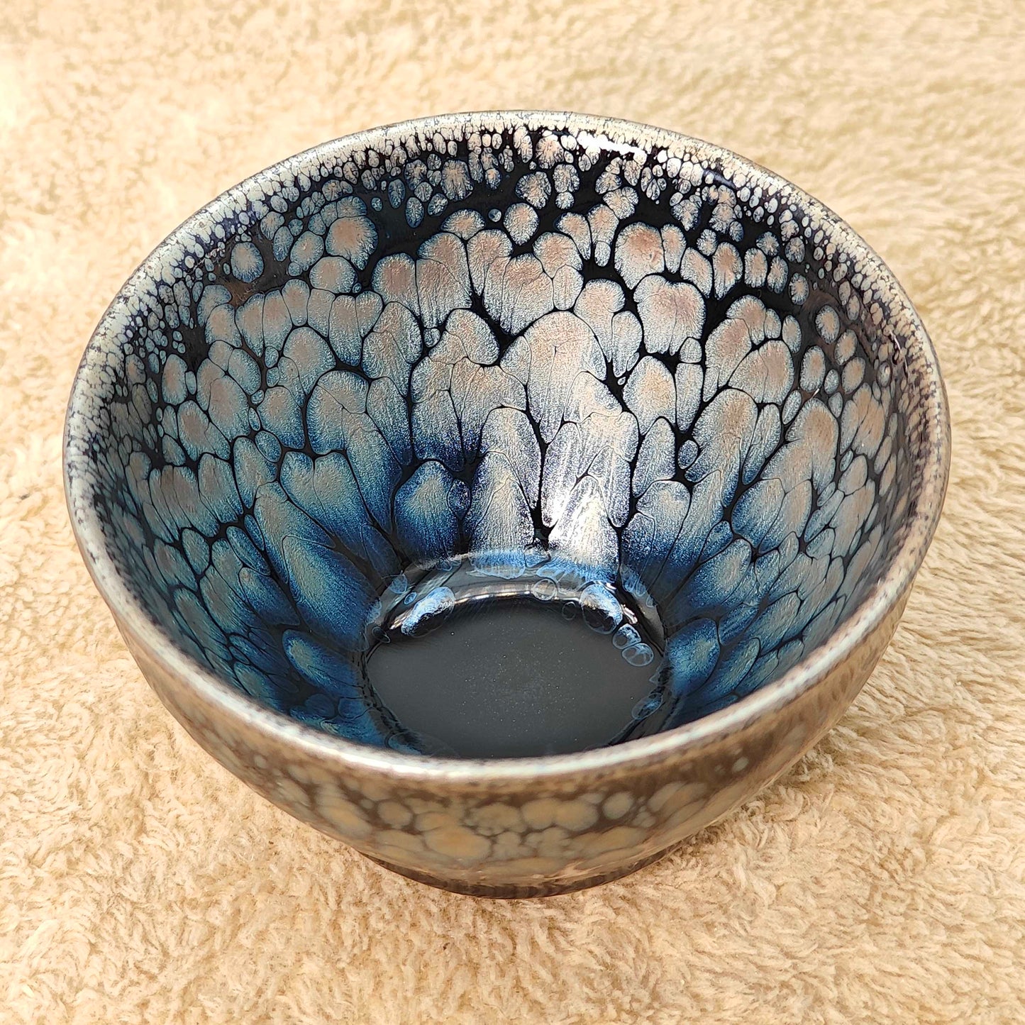 Large oil-drop dark blue/purple-gold Jianzhan tea cup/coffee cup/water cup.