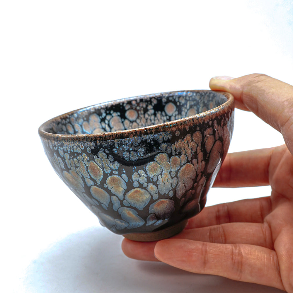 Large oil-drop dark blue/purple-gold Jianzhan tea cup/coffee cup/water cup.