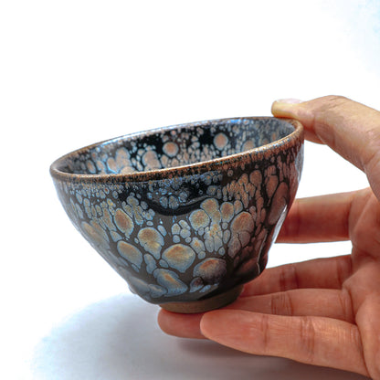 Large oil-drop dark blue/purple-gold Jianzhan tea cup/coffee cup/water cup.